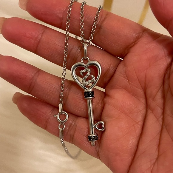 Jane Seymour Jewelry - Open Hearts by Jane Seymour 0.065 CT. T.W. Black Diamond Pendant + 20” chain 925